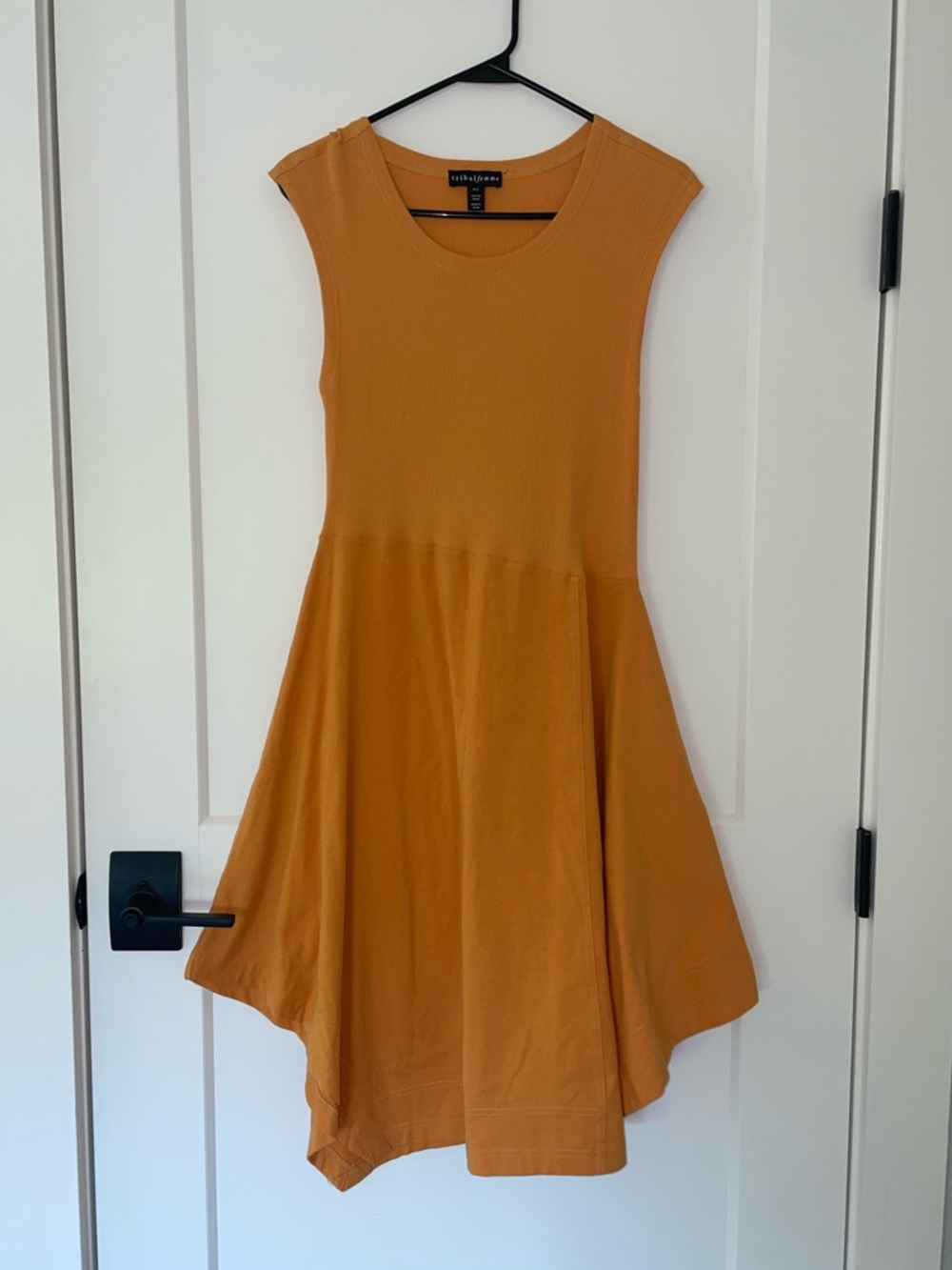 Tribal Asymmetrical Sleeveless Dress in Mustard Golden Ochre SP